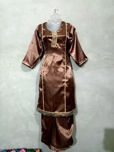Brown Satin Salwar Suit