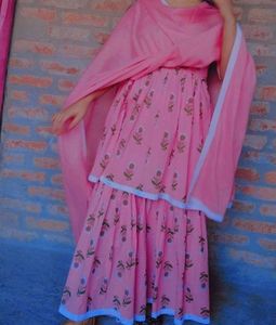 Pink Floral Print Sharara Suit