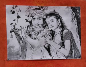 Radha Krishna Pencil Sketch
