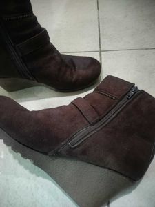 Brown Wedge Ankle Boots
