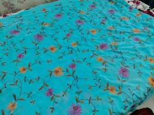 Blue Pure Chiffon Saree