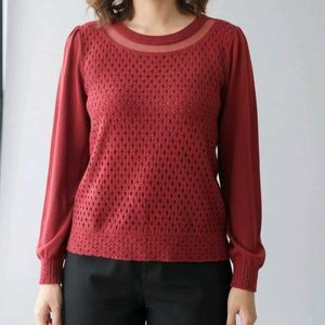 Elegant Maroon Long Sleeve Top
