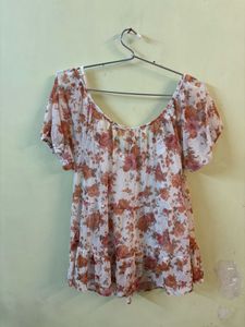 Floral Chiffon Off-Shoulder Top