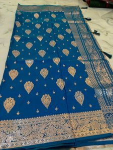 Blue Banarasi Soft Silk Saree