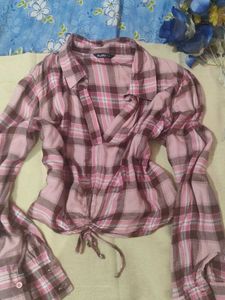 Pink Checked Crop Top
