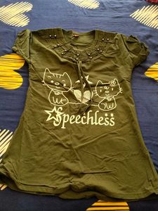 Olive Green Cartoon T-Shirt