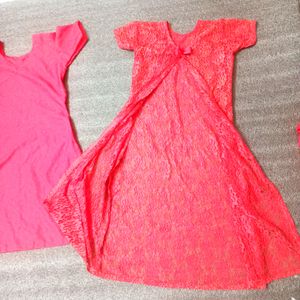 Kurti Pant Set With Red Shimmery Shrug