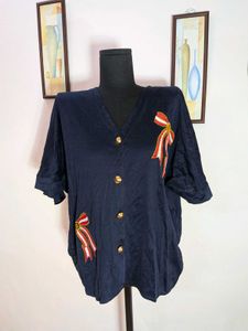 Vintage Navy Blouse