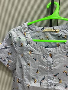 Bird Print Tunic Top