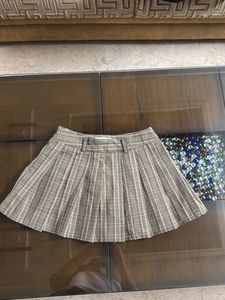 Brown Plaid Mini Skirt