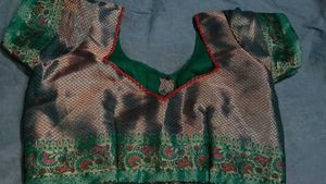 Elegant Green &amp; Gold Blouse