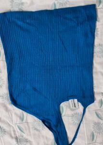 Blue Ribbed Halter Top