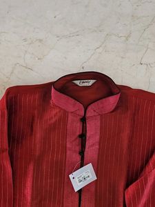 Maroon Striped Kurta Set