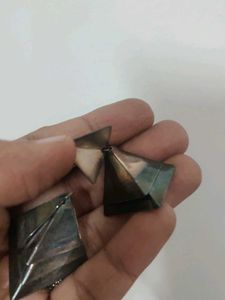 Pure Silver Geometric Drop Earrings (No Hallmark)