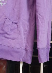 Purple Embellished Hoodie