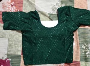 Emerald Green Readymade Saree Blouse