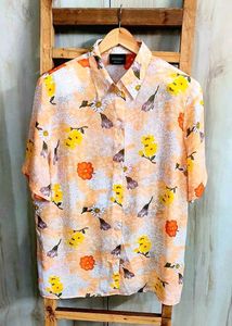 Light Orange Printed Shirt Size-42