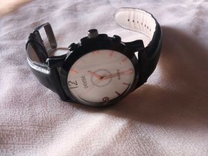 Elegant Black Leather Strap Watch