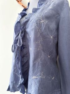 FLORAL EMBROIDERY LINEN SHRUG