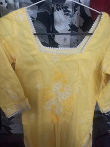 Bright Yellow Kurti With Pants