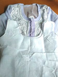 Lilac Embroidered Kurti With Inner