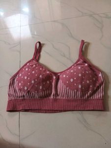 Pink Polka Dot Sports Bra