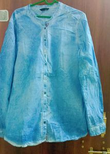 Women Blue Denim Like Shirt