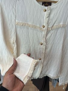 Korean Cream button down elegant shirt