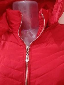 Red Puffer Hooded Jacket