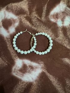 Silver-Plated Pearl Hoop Earrings