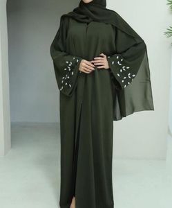 Elegant Olive Abaya with Embroidery