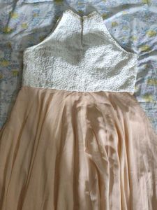 Elegant White &amp; Peach Dress