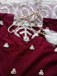 Maroon Embroidered Kurti