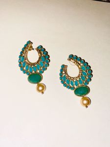 Teal & Gold Statement Earrings