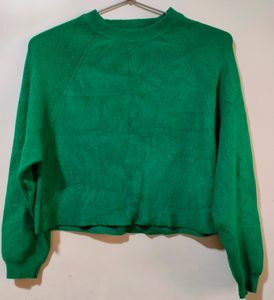 Green High Neck Fitted Top