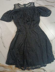Women Skater Black Knee Length Dress