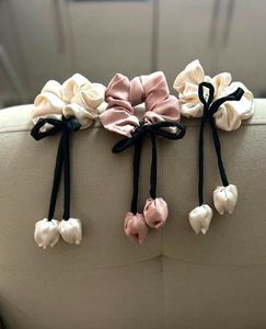 Silk Scrunchies with Bow Detail - Set of 3