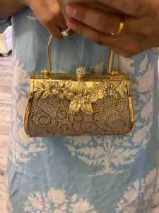 Bridal Gold Clutch/ Handle Bag