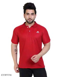 Matty Solid Half Sleeves Mens Polo Neck T-Shirt