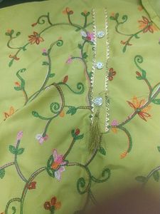 Parrot Green With Multi Thread Embroidery