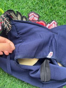 Navy Blue Padded Crop Top