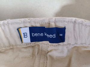 Bene Kleed Cream Wide Leg Denim Jeans, 36 Size