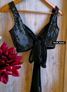 Sequence Knotted Black Made To Order Blouse