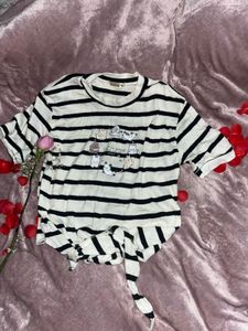 Striped Tee with Cute Print