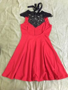Red Dress with Lace Detail