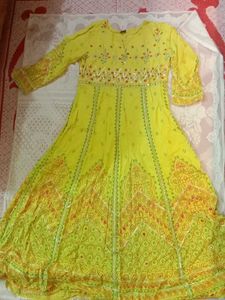 Bright Lemon Yellow Anarkali