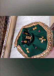 Green Stonework Laddu Gopal Dress