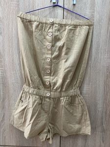 Strapless Button-Down Jumpsuit