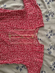 Red & White Kurta Co-ord Set