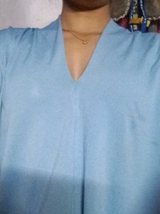 Light Blue V-Neck Top